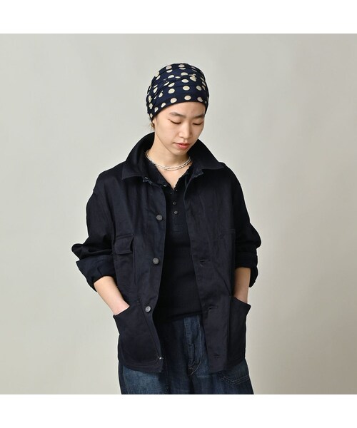 45R（フォーティファイブアール）の「双糸チノの908カバーオール（インディゴ）（ジャケット/アウター・レディース・73-45×藍納戸・01-XS/02-S/03-M/04-L/05-XL）」の5枚目の写真