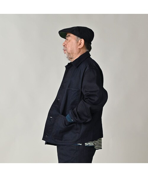 45R（フォーティファイブアール）の「双糸チノの908カバーオール（インディゴ）（ジャケット/アウター・レディース・73-45×藍納戸・01-XS/02-S/03-M/04-L/05-XL）」の10枚目の写真