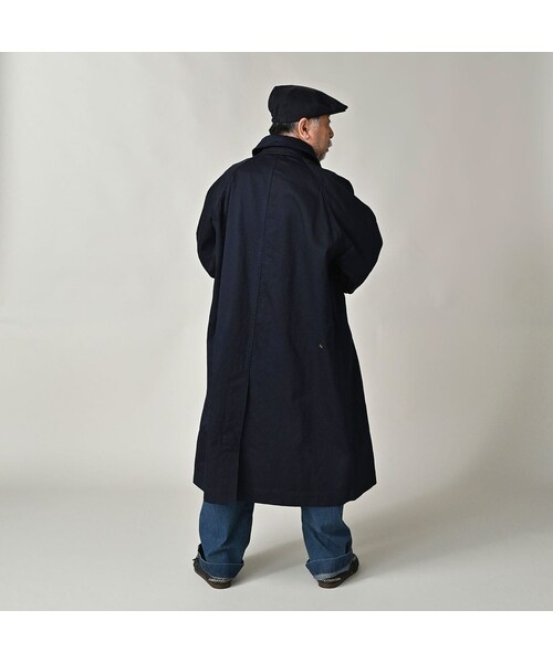 45R（フォーティファイブアール）の「双糸チノの908ステンカラーコート（インディゴ）（ジャケット/アウター・レディース・73-45×藍納戸・02-S/04-L）」の8枚目の写真