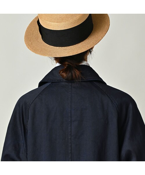 45R（フォーティファイブアール）の「双糸チノの908ステンカラーコート（インディゴ）（ジャケット/アウター・レディース・73-45×藍納戸・02-S/04-L）」の11枚目の写真