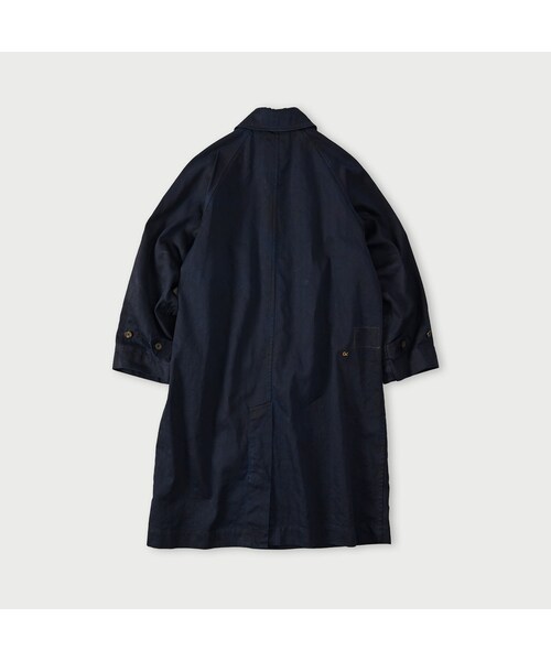 45R（フォーティファイブアール）の「双糸チノの908ステンカラーコート（インディゴ）（ジャケット/アウター・レディース・73-45×藍納戸・02-S/04-L）」の2枚目の写真
