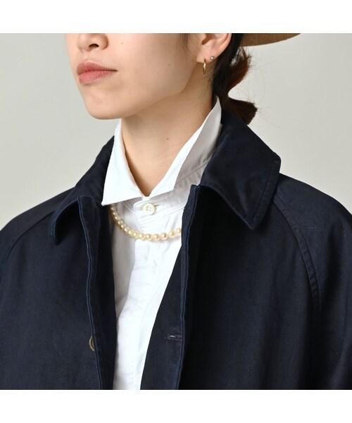 45R（フォーティファイブアール）の「双糸チノの908ステンカラーコート（インディゴ）（ジャケット/アウター・レディース・73-45×藍納戸・02-S/04-L）」の9枚目の写真