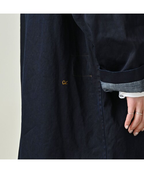 45R（フォーティファイブアール）の「双糸チノの908ステンカラーコート（インディゴ）（ジャケット/アウター・レディース・73-45×藍納戸・02-S/04-L）」の12枚目の写真