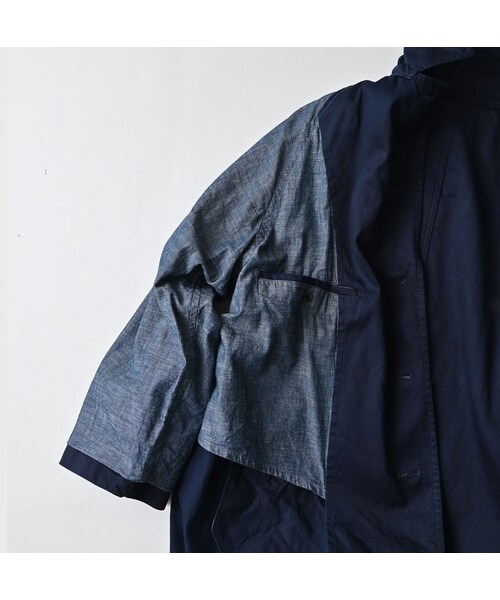 45R（フォーティファイブアール）の「双糸チノの908ステンカラーコート（インディゴ）（ジャケット/アウター・レディース・73-45×藍納戸・02-S/04-L）」の17枚目の写真
