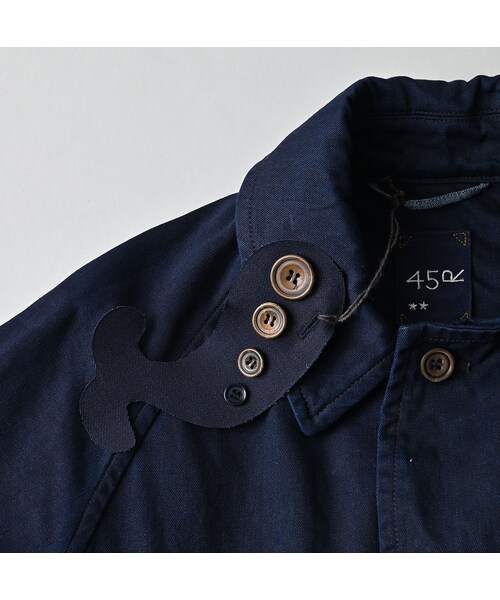45R（フォーティファイブアール）の「双糸チノの908ステンカラーコート（インディゴ）（ジャケット/アウター・レディース・73-45×藍納戸・02-S/04-L）」の19枚目の写真