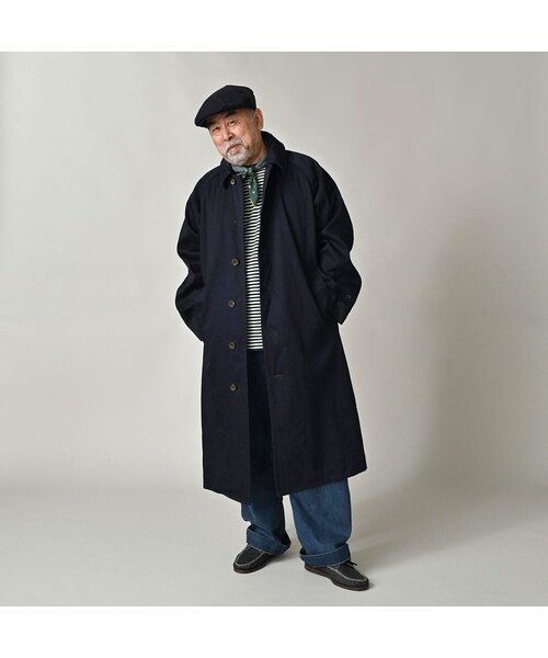 45R（フォーティファイブアール）の「双糸チノの908ステンカラーコート（インディゴ）（ジャケット/アウター・レディース・73-45×藍納戸・02-S/04-L）」の6枚目の写真