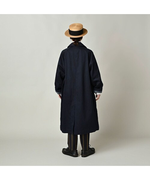 45R（フォーティファイブアール）の「双糸チノの908ステンカラーコート（インディゴ）（ジャケット/アウター・レディース・73-45×藍納戸・02-S/04-L）」の5枚目の写真