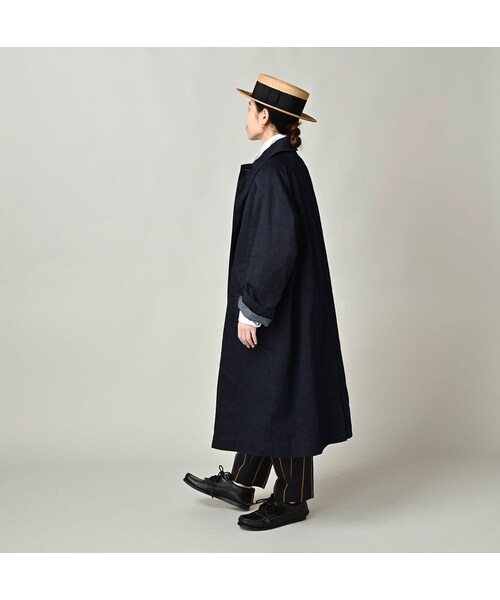 45R（フォーティファイブアール）の「双糸チノの908ステンカラーコート（インディゴ）（ジャケット/アウター・レディース・73-45×藍納戸・02-S/04-L）」の4枚目の写真