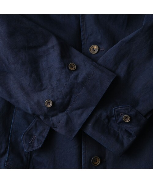 45R（フォーティファイブアール）の「双糸チノの908ステンカラーコート（インディゴ）（ジャケット/アウター・レディース・73-45×藍納戸・02-S/04-L）」の15枚目の写真
