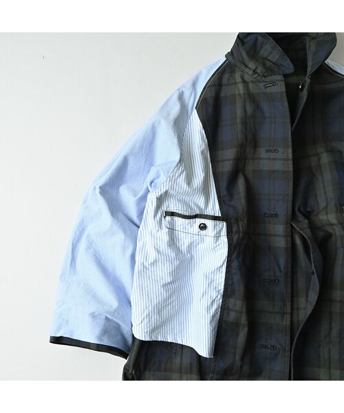 45R（フォーティファイブアール）の「ギャバブルタイルの908ステンカラーコート（ジャケット/アウター・レディース・73-レジメンストライプ/94-ブラックウォッチ・02-S/04-L）」の19枚目の写真