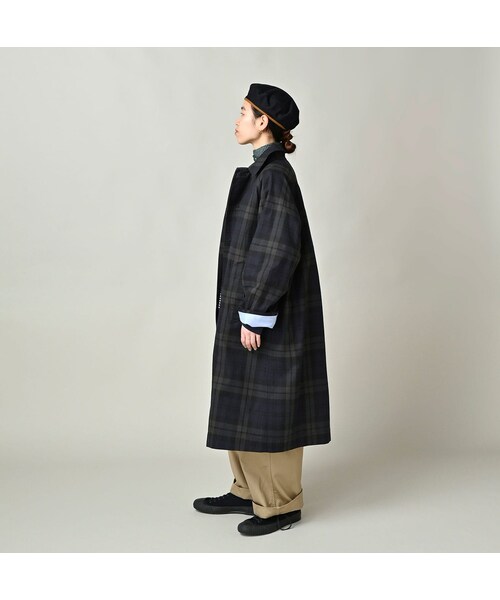 45R（フォーティファイブアール）の「ギャバブルタイルの908ステンカラーコート（ジャケット/アウター・レディース・73-レジメンストライプ/94-ブラックウォッチ・02-S/04-L）」の5枚目の写真