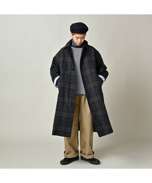 45R（フォーティファイブアール）の「ギャバブルタイルの908ステンカラーコート（ジャケット/アウター・レディース・73-レジメンストライプ/94-ブラックウォッチ・02-S/04-L）」の4枚目の写真