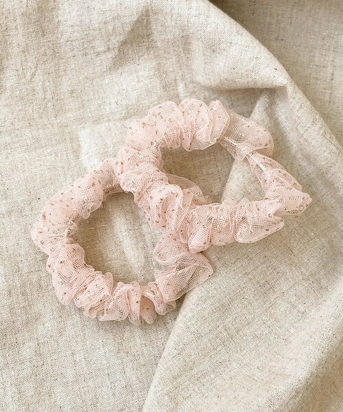 3coins（3coins）の「ラメチュールシュシュ2個セット／KIDS（シュシュ・キッズ・グリーン/ピンク/アイボリー・FREE）」の3枚目の写真