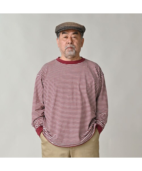 45R(フォーティファイブアール)の「スーピマ天竺の908オーシャンTシャツ(トップス・レディース・53-白×アカ/63-白×グリーン/72-白×ブルー・01-XS/02-S/03-M/04-L)」の10枚目の写真