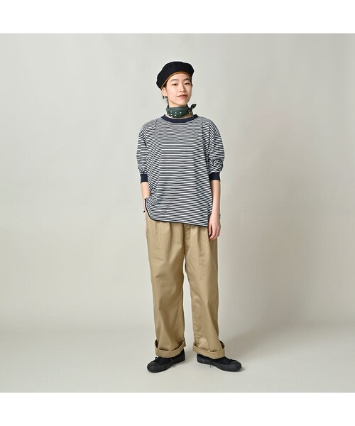 45R(フォーティファイブアール)の「スーピマ天竺の908オーシャンTシャツ(トップス・レディース・53-白×アカ/63-白×グリーン/72-白×ブルー・01-XS/02-S/03-M/04-L)」の5枚目の写真