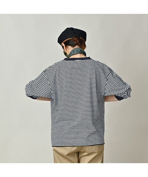 45R(フォーティファイブアール)の「スーピマ天竺の908オーシャンTシャツ(トップス・レディース・53-白×アカ/63-白×グリーン/72-白×ブルー・01-XS/02-S/03-M/04-L)」の9枚目の写真