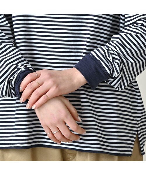 45R(フォーティファイブアール)の「スーピマ天竺の908オーシャンTシャツ(トップス・レディース・53-白×アカ/63-白×グリーン/72-白×ブルー・01-XS/02-S/03-M/04-L)」の14枚目の写真