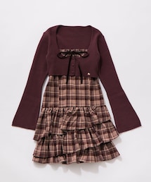 OLIVE des OLIVE | 【Valentine Collection】フリルティアードワンピースとカーデのセット(ワンピース)