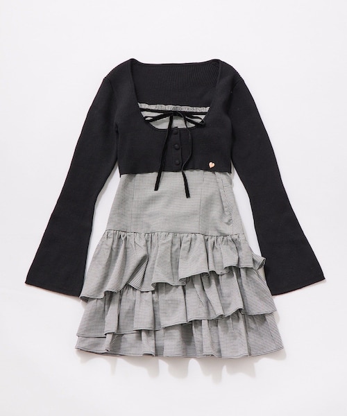 OLIVE des OLIVE（オリーブデオリーブ）の「【Valentine Collection】フリルティアードワンピースとカーデのセット（ワンピース・レディース・ボルドー/チャコールグレー/ブラック系その他/ブラウン・FREE）」の2枚目の写真