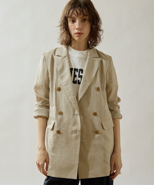 Drawing Numbers(ドローイング ナンバーズ)の「《一部パーソナルオーダー限定》リネンダブルジャケット(テーラードジャケット・レディース・ブラック/アイボリー/ネイビー/ベージュ/オレンジ・40/38)」の3枚目の写真