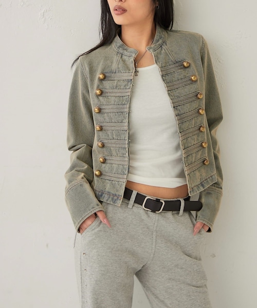 WHO'S WHO gallery（フーズフーギャラリー）の「NAPOLEON DENIM JACKE（ジャケット/アウター・レディース・ブラック/サックスブルー・F）」の2枚目の写真