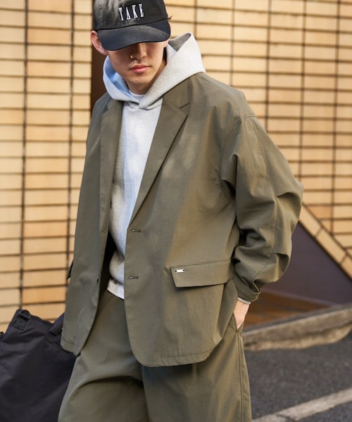 CIAOPANIC TYPY(チャオパニックティピー)の「【molmol】ドライバーズワイドジャケット/ミノテックリップ(テーラードジャケット・レディース・オリーブ/チャコールグレー・M/L)」の1枚目の写真