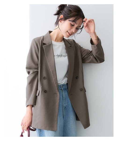 nissen（ニッセン）の「【袖丈が選べる2タイプ】麻調合繊ダブルブレストジャケット(しわになりにくい・接触冷感・UVカット・ウォッシャブル)<大きいサイズ有>（ジャケット/アウター・レディース・モカブラウン/ネイビー/モカブラン(長袖)/ネイビー(長袖)・S/M/L/LL/3L/4L/5L/6L）」の15枚目の写真