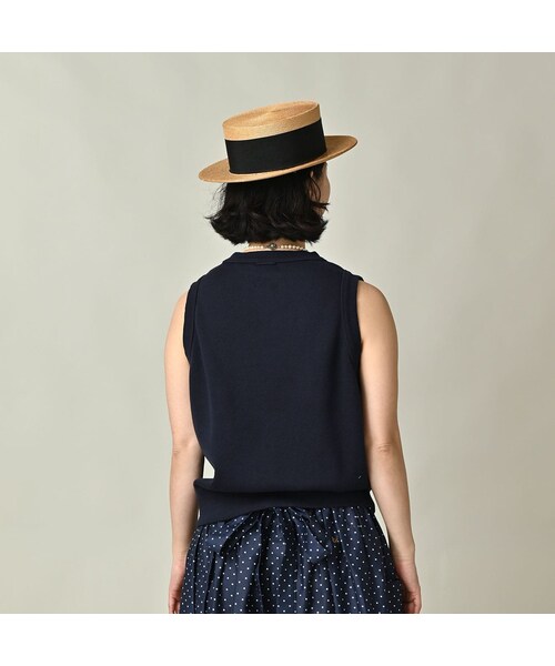 45R(フォーティファイブアール)の「ジャージ無地ジャカードのプチベスト(ジャケット/アウター・レディース・75-ネイビー・00-フリー)」の6枚目の写真