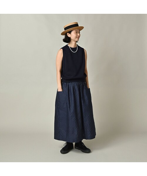 45R(フォーティファイブアール)の「ジャージ無地ジャカードのプチベスト(ジャケット/アウター・レディース・75-ネイビー・00-フリー)」の3枚目の写真