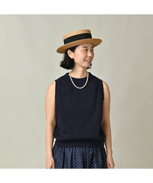 45R(フォーティファイブアール)の「ジャージ無地ジャカードのプチベスト(ジャケット/アウター・レディース・75-ネイビー・00-フリー)」の4枚目の写真