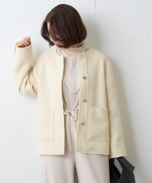 CIAOPANIC TYPY(チャオパニックティピー)の「【willow】ツイードジャケット(テーラードジャケット・レディース・イエロー/ブラック・ONE)」の1枚目の写真