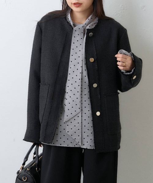 CIAOPANIC TYPY(チャオパニックティピー)の「【willow】ツイードジャケット(テーラードジャケット・レディース・イエロー/ブラック・ONE)」の2枚目の写真