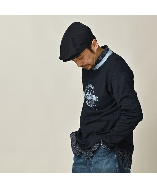 45R（フォーティファイブアール）の「ロゴジャカードの908クレリックＴシャツ（インディゴ）（トップス・レディース・74-インディゴ R45・01-XS/02-S/03-M/04-L）」の9枚目の写真