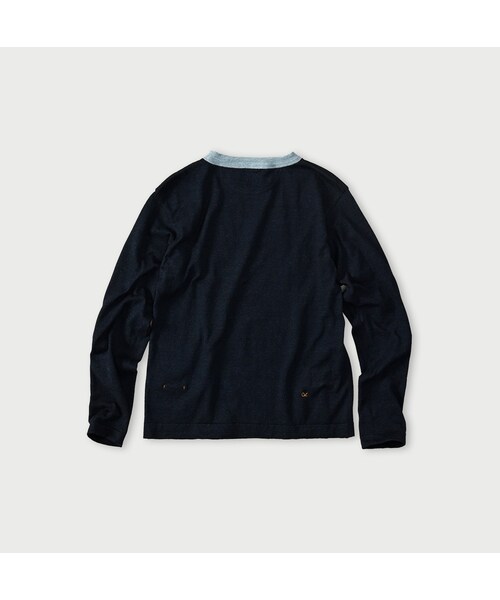 45R（フォーティファイブアール）の「ロゴジャカードの908クレリックＴシャツ（インディゴ）（トップス・レディース・74-インディゴ R45・01-XS/02-S/03-M/04-L）」の2枚目の写真