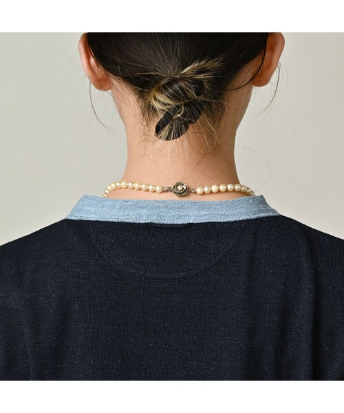 45R（フォーティファイブアール）の「ロゴジャカードの908クレリックＴシャツ（インディゴ）（トップス・レディース・74-インディゴ R45・01-XS/02-S/03-M/04-L）」の13枚目の写真