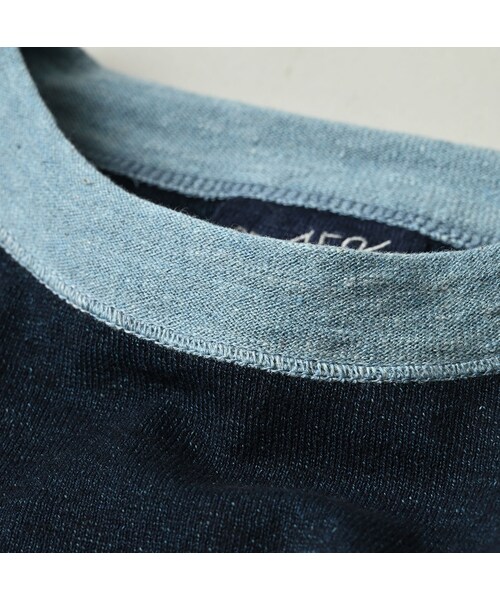 45R（フォーティファイブアール）の「ロゴジャカードの908クレリックＴシャツ（インディゴ）（トップス・レディース・74-インディゴ R45・01-XS/02-S/03-M/04-L）」の16枚目の写真