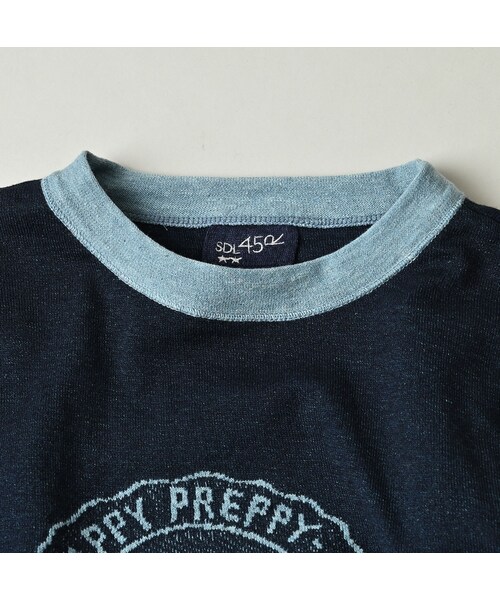 45R（フォーティファイブアール）の「ロゴジャカードの908クレリックＴシャツ（インディゴ）（トップス・レディース・74-インディゴ R45・01-XS/02-S/03-M/04-L）」の15枚目の写真