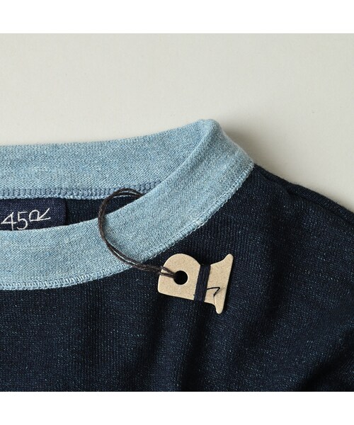 45R（フォーティファイブアール）の「ロゴジャカードの908クレリックＴシャツ（インディゴ）（トップス・レディース・74-インディゴ R45・01-XS/02-S/03-M/04-L）」の21枚目の写真