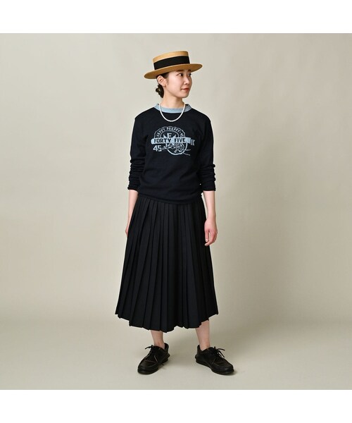 45R（フォーティファイブアール）の「ロゴジャカードの908クレリックＴシャツ（インディゴ）（トップス・レディース・74-インディゴ R45・01-XS/02-S/03-M/04-L）」の3枚目の写真