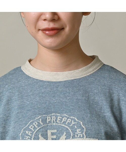 45R（フォーティファイブアール）の「ロゴジャカードの908クレリックＴシャツ（トップス・レディース・11-ボーンホワイトトップ�A/12-ボーンホワイトトップ/13-リネンベージュトップ/24-グレートップ/72-Umiiブルー・01-XS/02-S/03-M/04-L）」の15枚目の写真