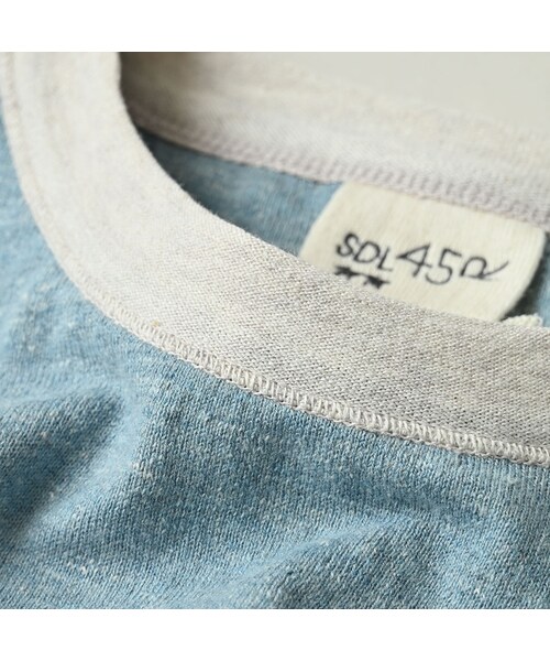 45R（フォーティファイブアール）の「ロゴジャカードの908クレリックＴシャツ（トップス・レディース・11-ボーンホワイトトップ�A/12-ボーンホワイトトップ/13-リネンベージュトップ/24-グレートップ/72-Umiiブルー・01-XS/02-S/03-M/04-L）」の20枚目の写真