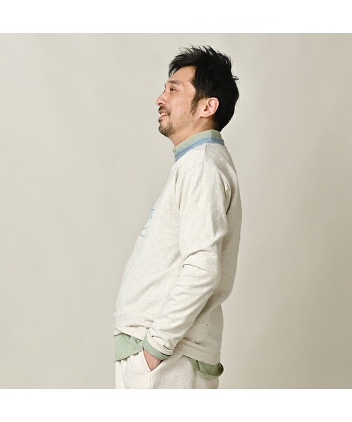 45R（フォーティファイブアール）の「ロゴジャカードの908クレリックＴシャツ（トップス・レディース・11-ボーンホワイトトップ�A/12-ボーンホワイトトップ/13-リネンベージュトップ/24-グレートップ/72-Umiiブルー・01-XS/02-S/03-M/04-L）」の13枚目の写真