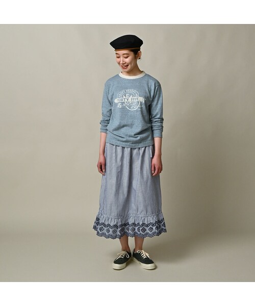 45R（フォーティファイブアール）の「ロゴジャカードの908クレリックＴシャツ（トップス・レディース・11-ボーンホワイトトップ�A/12-ボーンホワイトトップ/13-リネンベージュトップ/24-グレートップ/72-Umiiブルー・01-XS/02-S/03-M/04-L）」の7枚目の写真