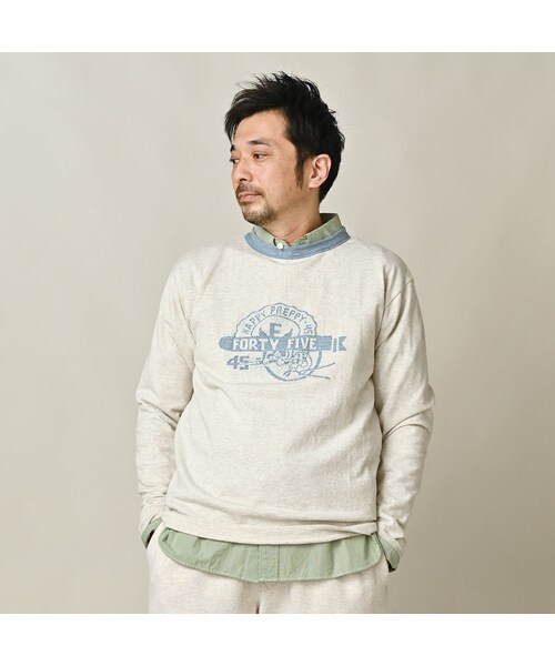 45R（フォーティファイブアール）の「ロゴジャカードの908クレリックＴシャツ（トップス・レディース・11-ボーンホワイトトップ�A/12-ボーンホワイトトップ/13-リネンベージュトップ/24-グレートップ/72-Umiiブルー・01-XS/02-S/03-M/04-L）」の12枚目の写真