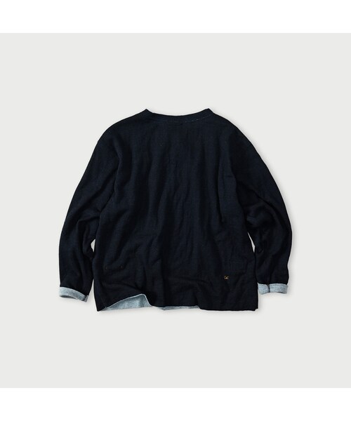 45R（フォーティファイブアール）の「リバーシブルジャカードの908Tシャツ（インディゴ）（トップス・レディース・74-インディゴ R45・02-S/03-M/04-L）」の2枚目の写真