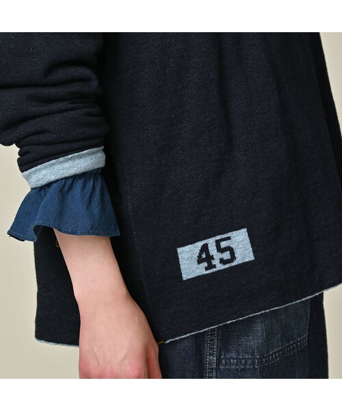 45R（フォーティファイブアール）の「リバーシブルジャカードの908Tシャツ（インディゴ）（トップス・レディース・74-インディゴ R45・02-S/03-M/04-L）」の12枚目の写真