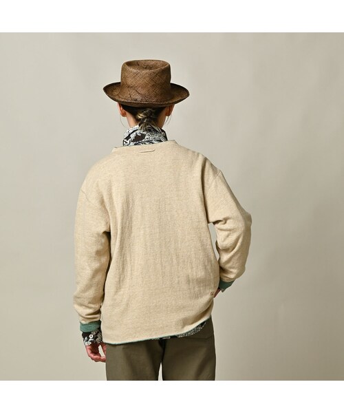 45R（フォーティファイブアール）の「リバーシブルジャカードの908Tシャツ（トップス・レディース・12-ボーンホワイトトップ/13-リネンベージュトップ/24-グレートップ/72-Umiiブルー・02-S/03-M/04-L）」の10枚目の写真