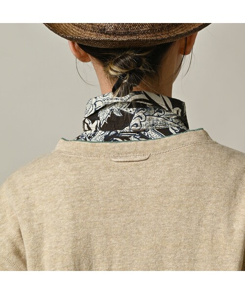 45R（フォーティファイブアール）の「リバーシブルジャカードの908Tシャツ（トップス・レディース・12-ボーンホワイトトップ/13-リネンベージュトップ/24-グレートップ/72-Umiiブルー・02-S/03-M/04-L）」の17枚目の写真