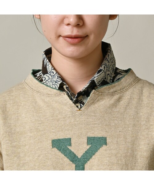 45R（フォーティファイブアール）の「リバーシブルジャカードの908Tシャツ（トップス・レディース・12-ボーンホワイトトップ/13-リネンベージュトップ/24-グレートップ/72-Umiiブルー・02-S/03-M/04-L）」の14枚目の写真