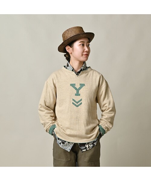 45R（フォーティファイブアール）の「リバーシブルジャカードの908Tシャツ（トップス・レディース・12-ボーンホワイトトップ/13-リネンベージュトップ/24-グレートップ/72-Umiiブルー・02-S/03-M/04-L）」の8枚目の写真